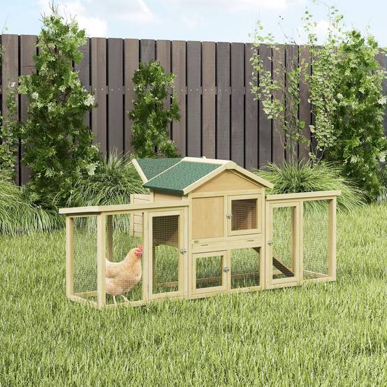Poulailler avec pondoir bois naturel 204 x 85 x 93 cm - PANGIVO - Image 10
