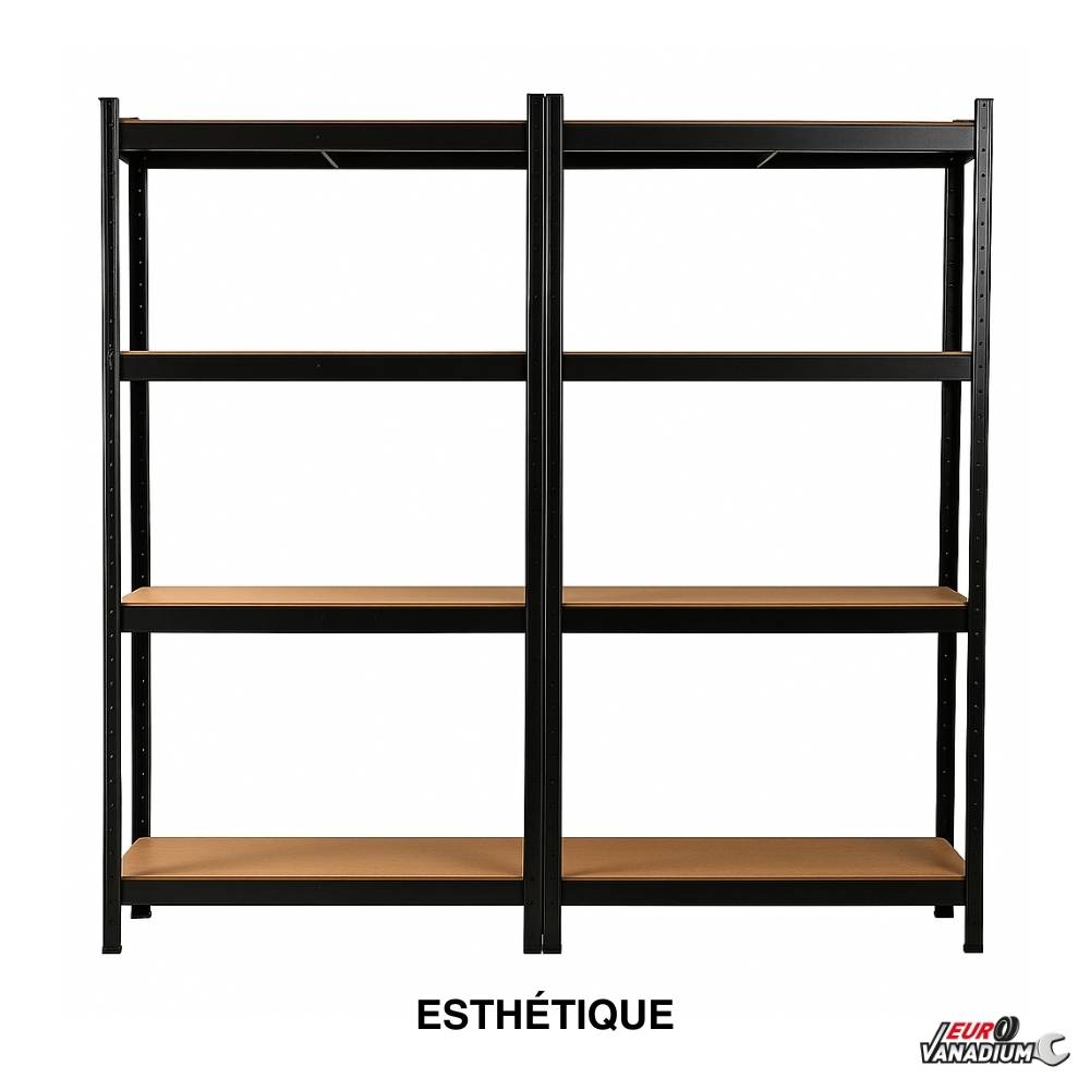 Étagère de garage métallique robuste 160x160cm : charge lourde, modulable, facile à monter 40 cm Noir - Image 5