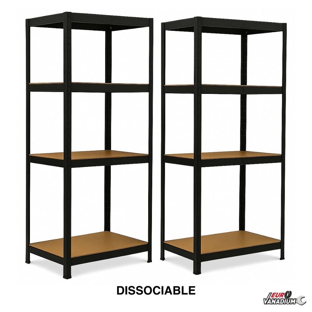 Étagère de garage métallique robuste 160x160cm : charge lourde, modulable, facile à monter 40 cm Noir - Image 6