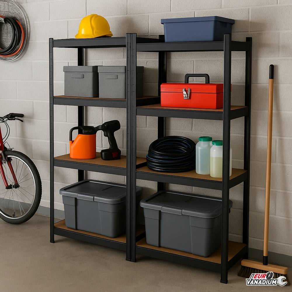 Étagère de garage métallique robuste 160x160cm : charge lourde, modulable, facile à monter 40 cm Noir - Image 8
