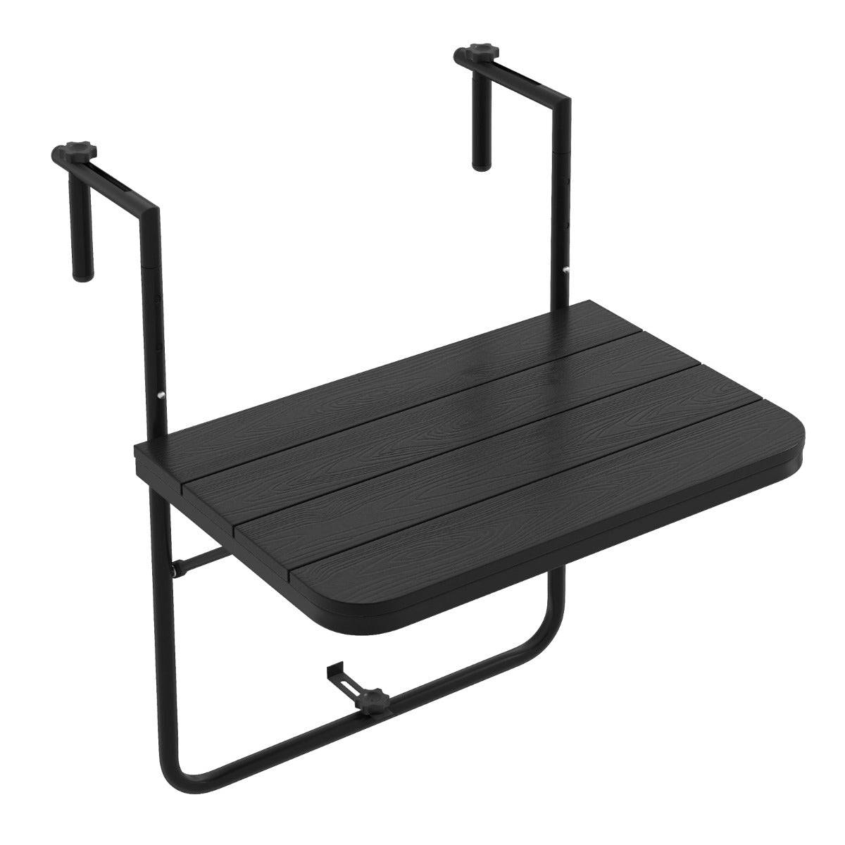 Helloshop26 - Table de balcon suspendue en hips et métal pliable avec hauteur réglable à 3 niveaux revêtement antirouille charge 30 kg