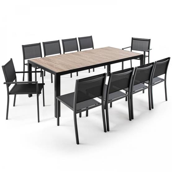 Oviala - Ensemble table de jardin et 10 assises en aluminium et céramique Tivoli - Oviala - Image 1