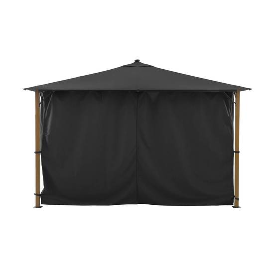 sweeek - Tonnelle 4x3m aluminium effet bois avec rideaux et led anthracite - Veluna | sweeek - Image 3