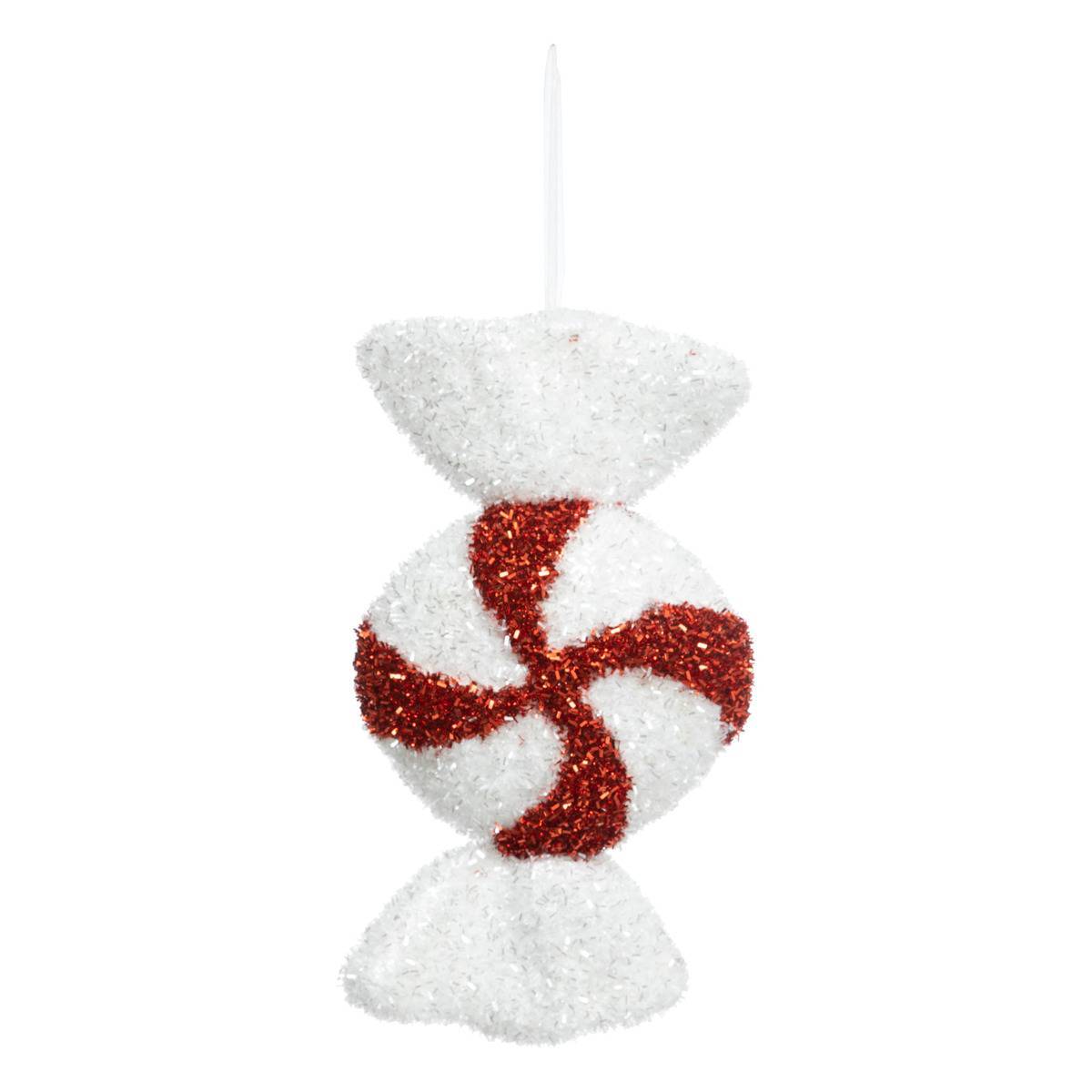 Fééric Lights & Christmas - Sujet bonbon rond 28cm polystyrène rouge blanc - Atmosphera Créateur d'intérieur