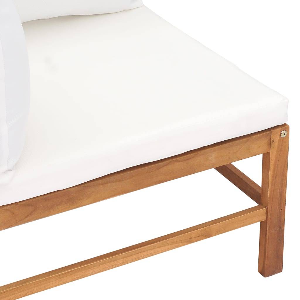 Helloshop26 - Canapé de jardin meuble extérieur 2 places avec coussins crème bois de teck - Imagen 5