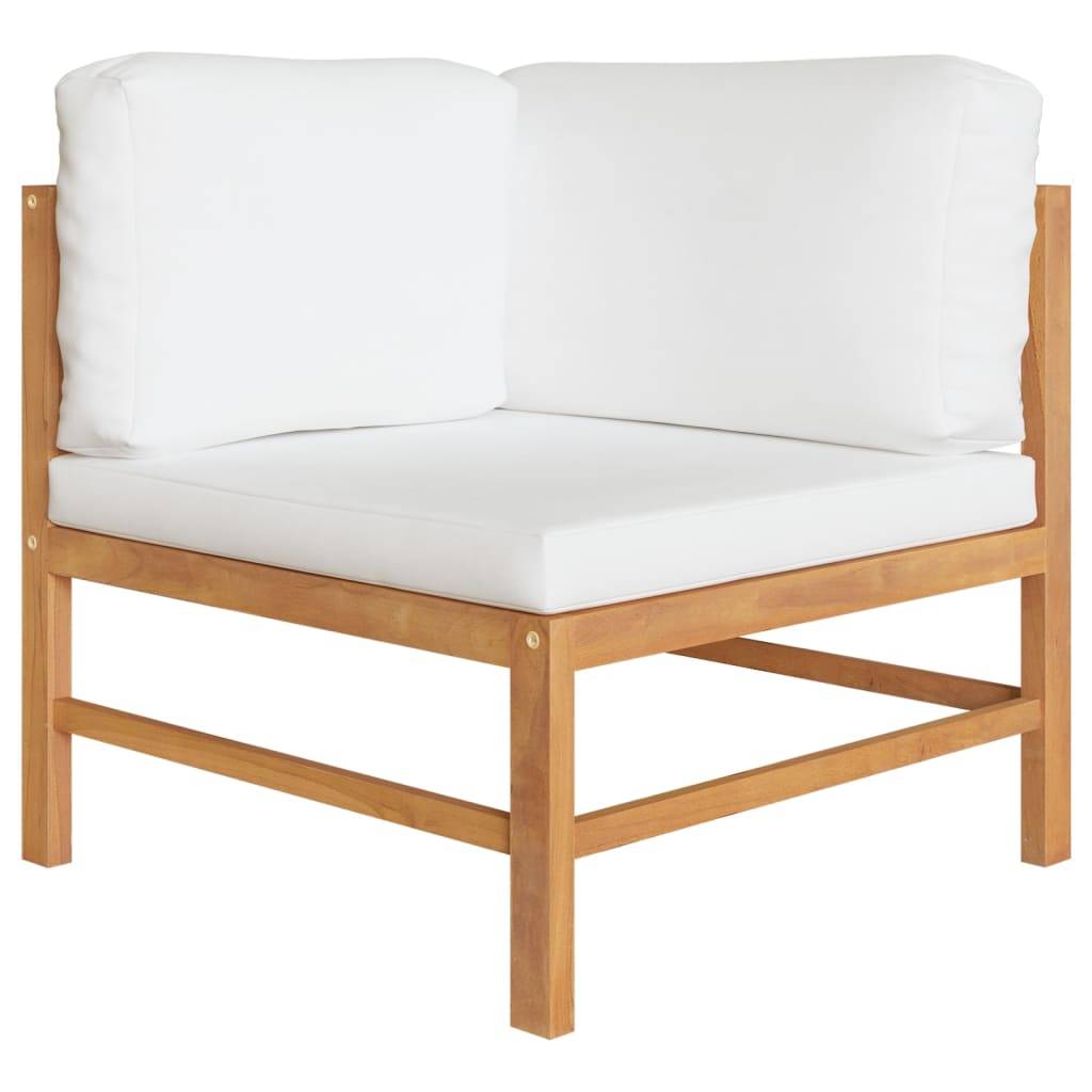 Helloshop26 - Canapé de jardin meuble extérieur 2 places avec coussins crème bois de teck - Imagen 2