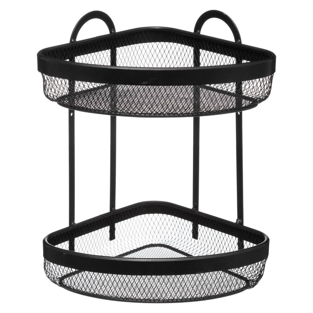 Étagère d'Angle 2 Niveaux "Mayaj" 33cm Noir - Image 1