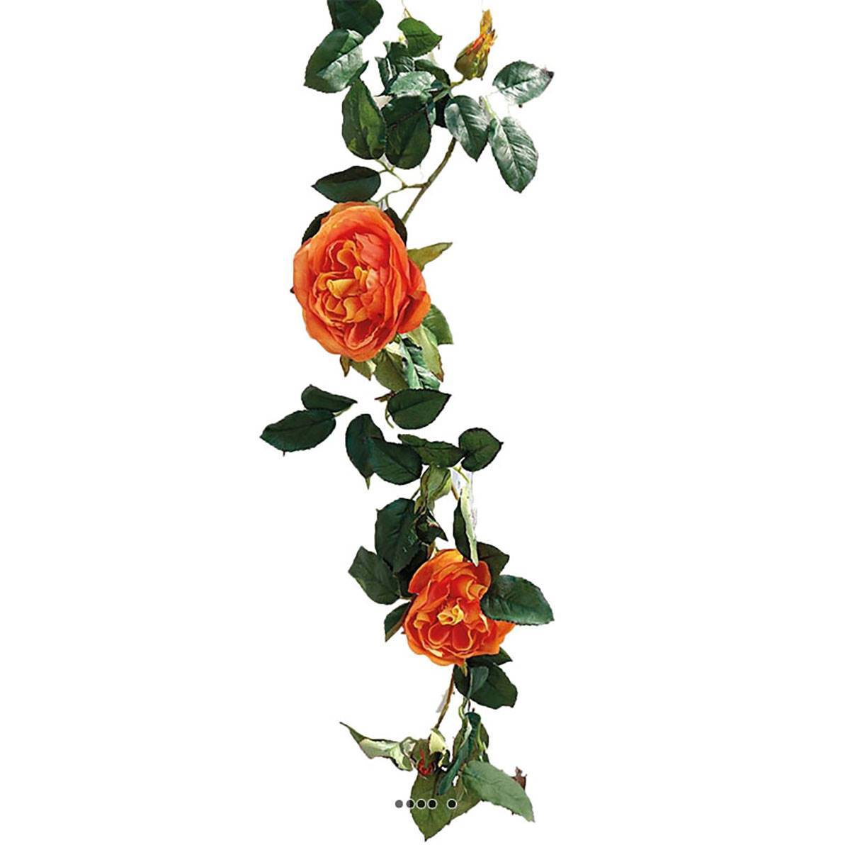 Artificielles - Guirlande de roses orange artificielles L 190 cm - Imagen 2