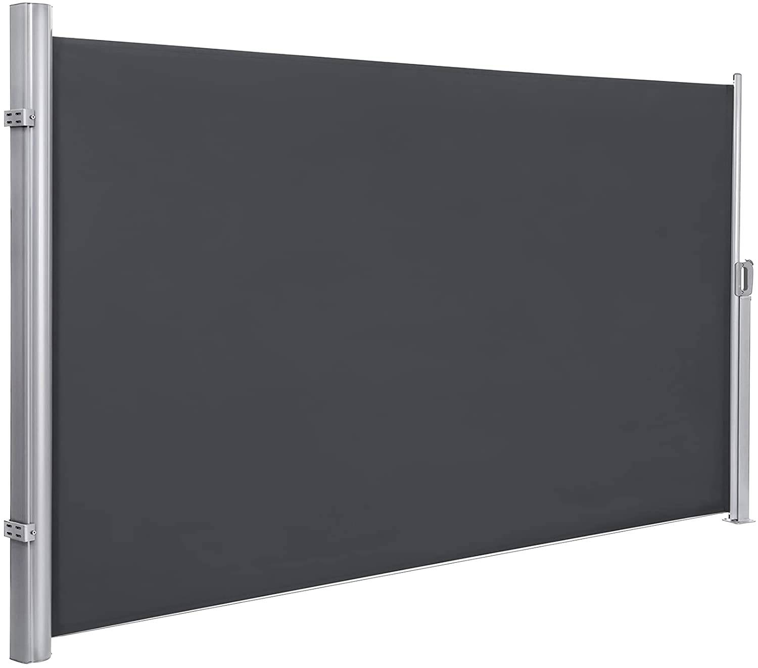 Helloshop26 - Store latéral 160 x 300 store latéral extractible brise-vue pare-soleil tissus en polyester 280 g/㎡ gris foncé - Imagen 1