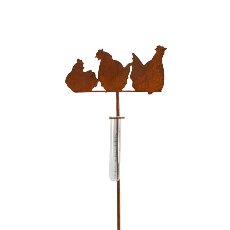 La Grande Prairie - Pluviomètre poules fer rouille 28x1x105cm - Image 3