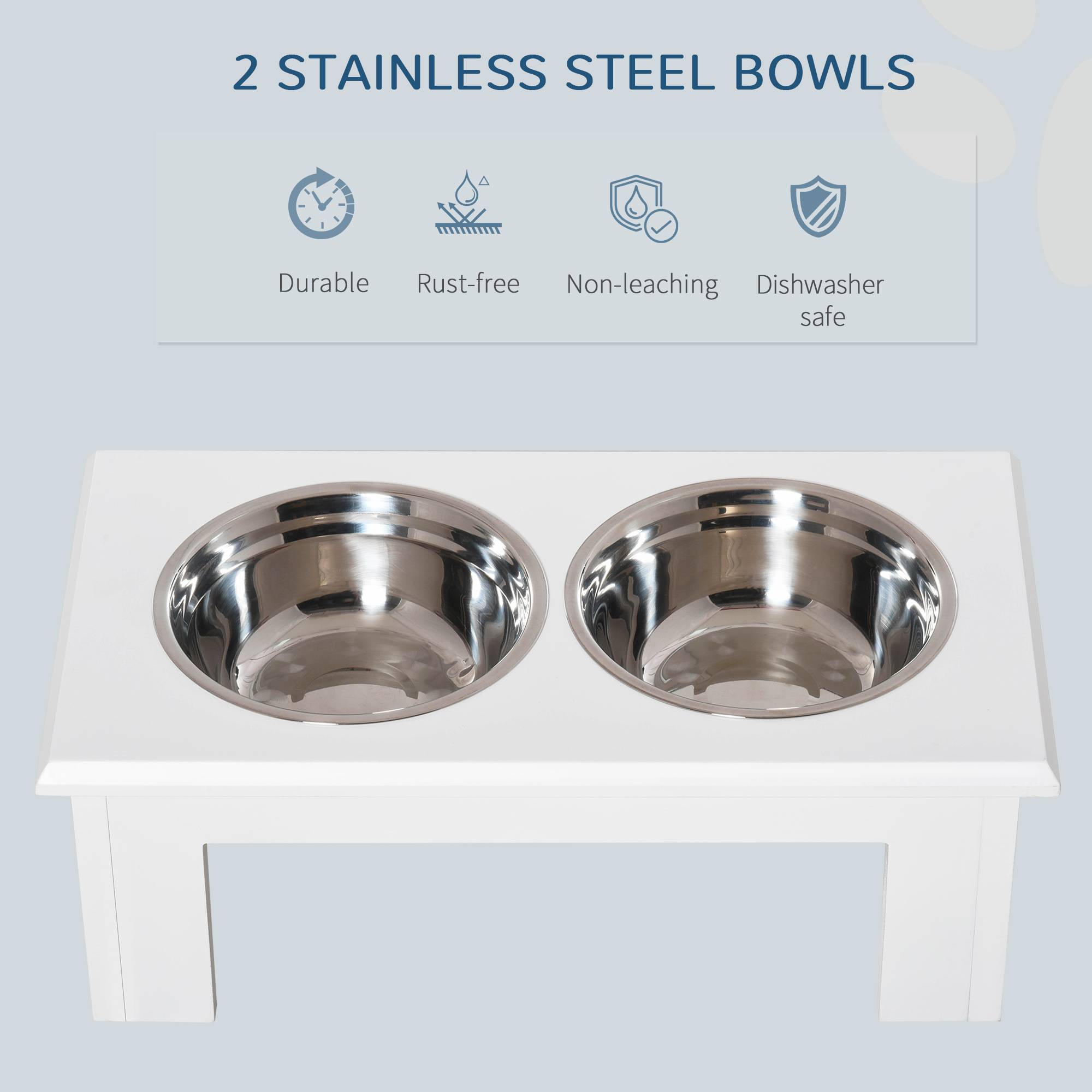 ComfortXL - Gamelle Double Surélevée Chien MDF Inox Support Ergonomique Blanc 58cm - ComfortXL Pet Living - Image 5