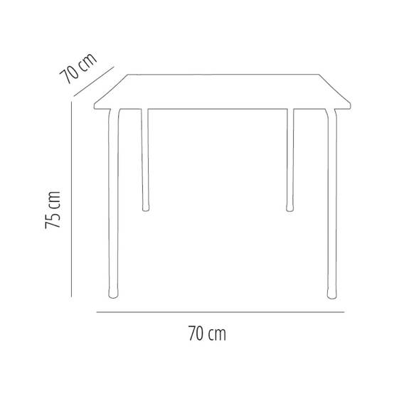 Table carrée extérieure 70x70 blanc MARSELLA garbar - Image 2