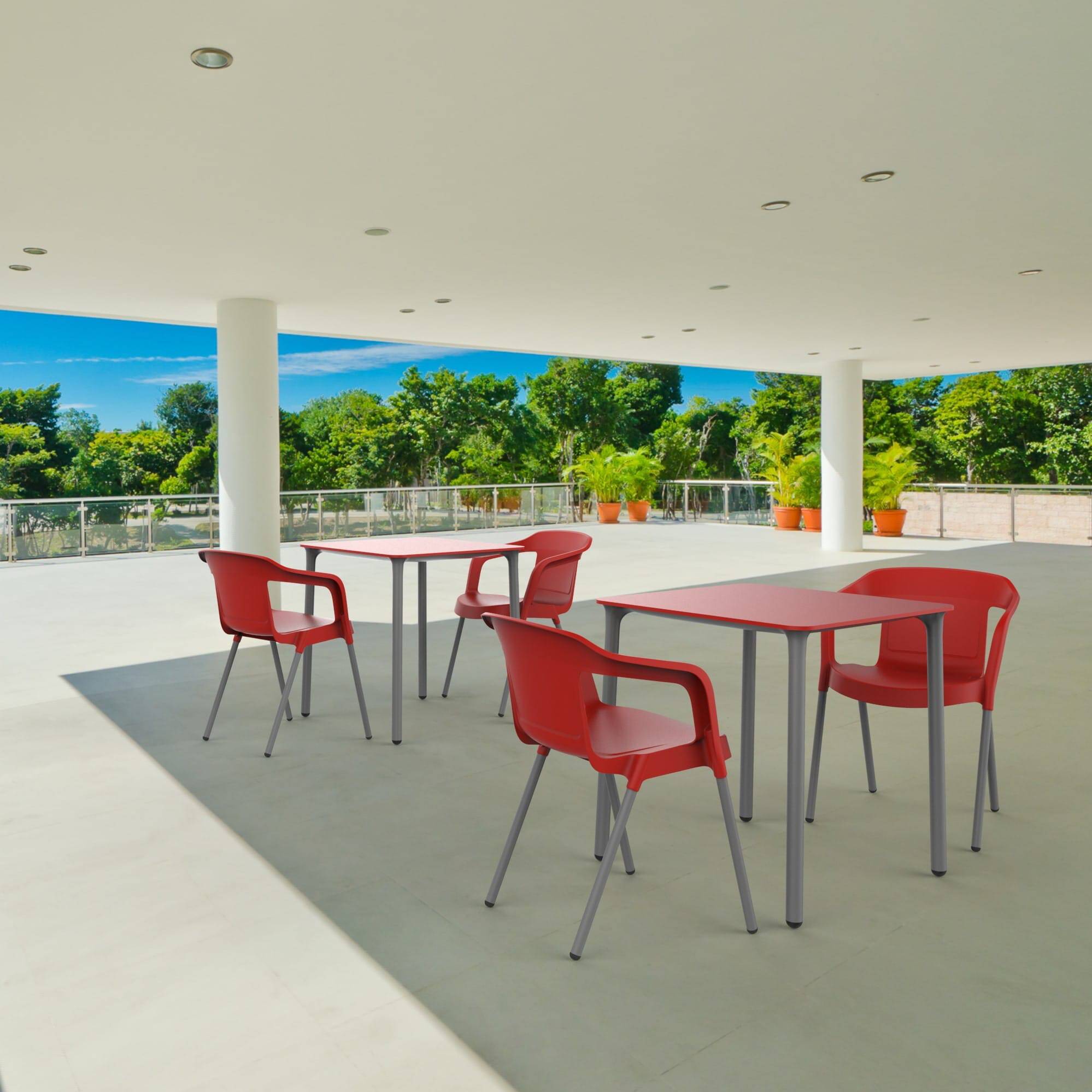Table carrée extérieure 70x70 blanc MARSELLA garbar - Image 3