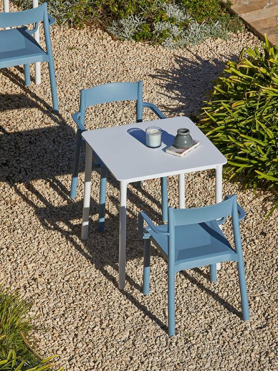 Table carrée extérieure 70x70 blanc MARSELLA garbar - Image 5