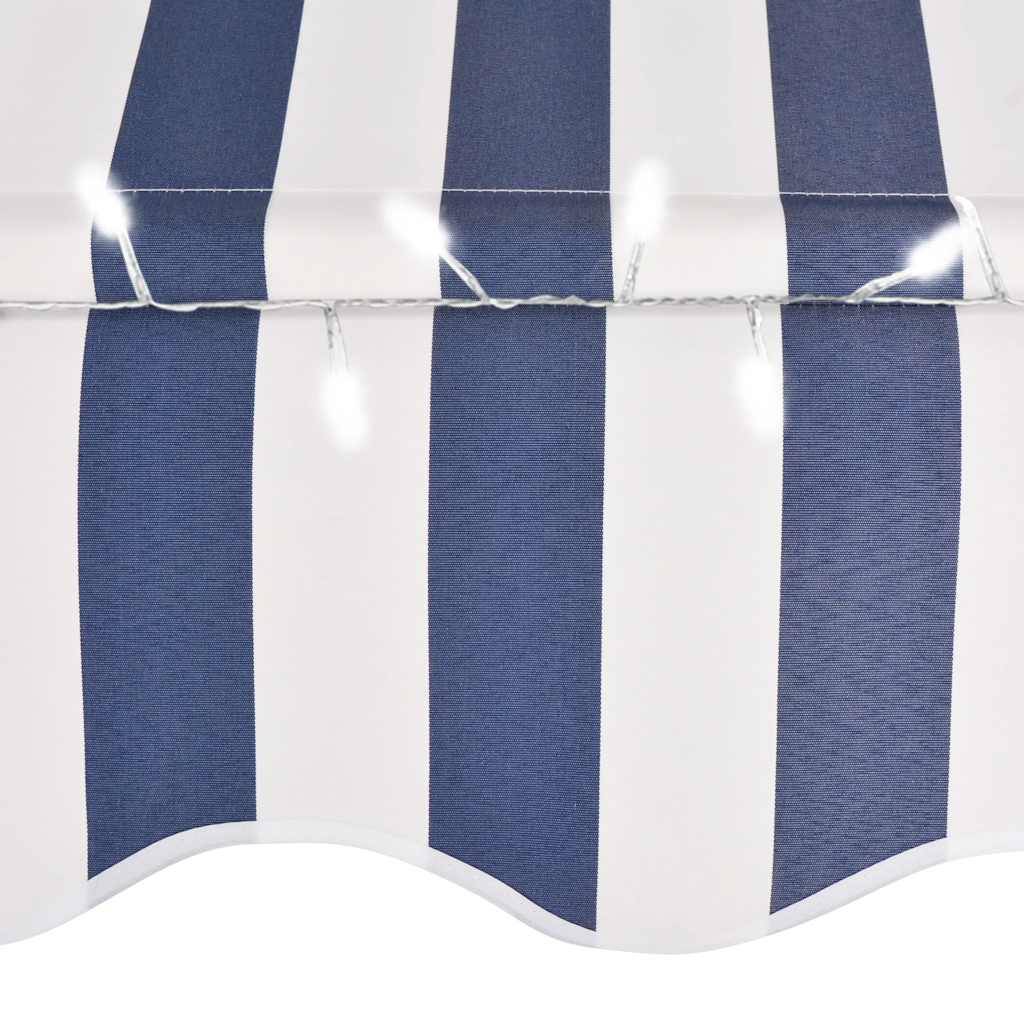 ComfortXL - Auvent de Balcon LED Solaire sans Perçage Manuel Rétractable Anti-UV Rayé Bleu Blanc 300x120 cm – ComfortXL Outdoor Living - Image 5