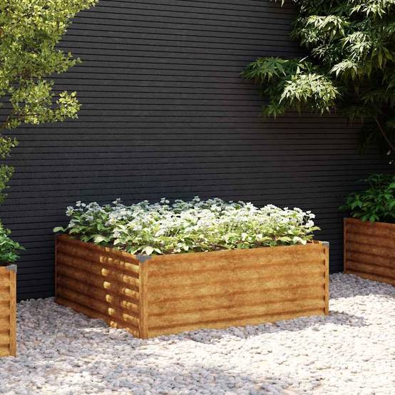 ComfortXL - Carré potager bas Acier Corten pour jardin potager Rouillé 100x100x36 cm – ComfortXL Outdoor Living - Image 1