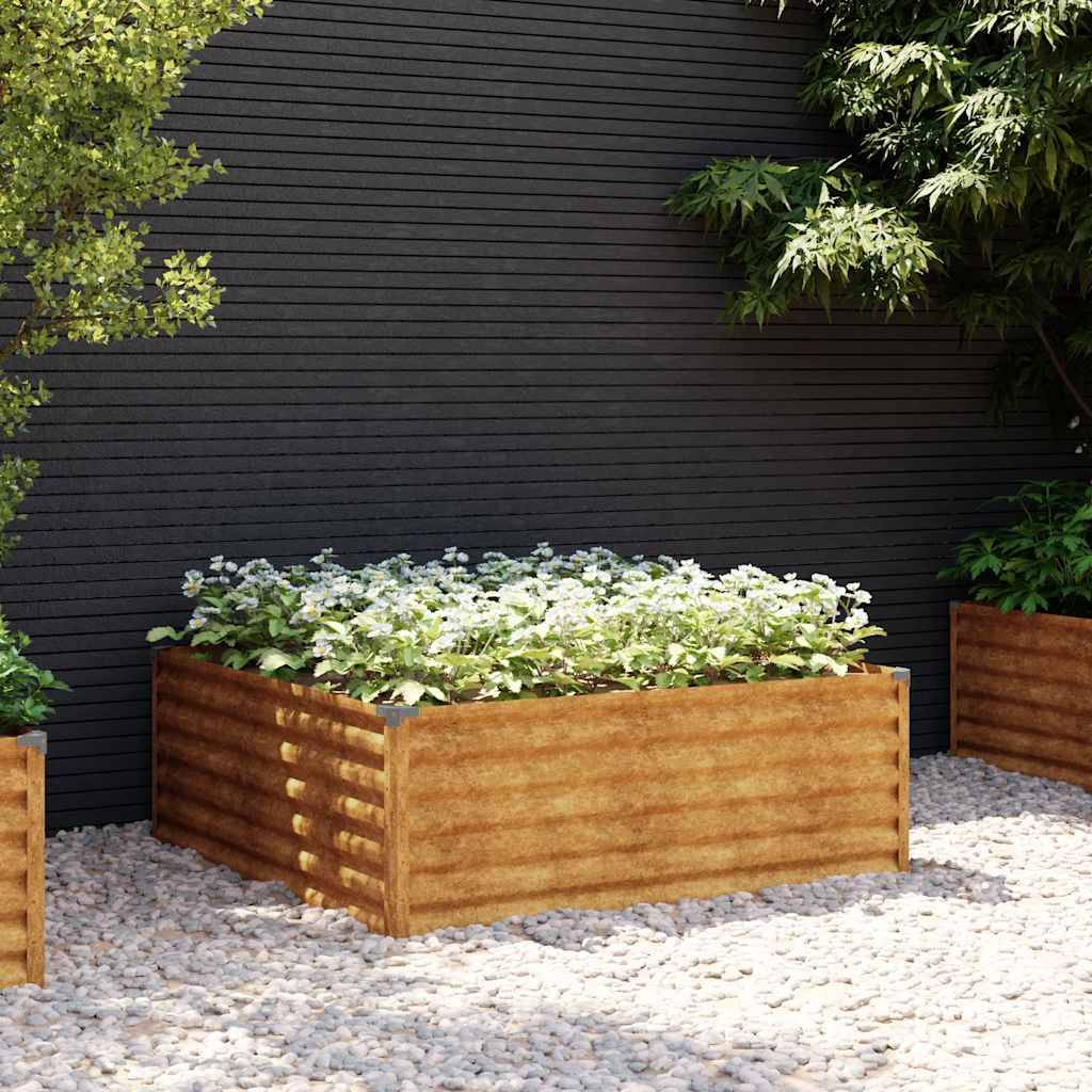 ComfortXL - Carré potager bas Acier Corten pour jardin potager Rouillé 100x100x36 cm – ComfortXL Outdoor Living - Image 1