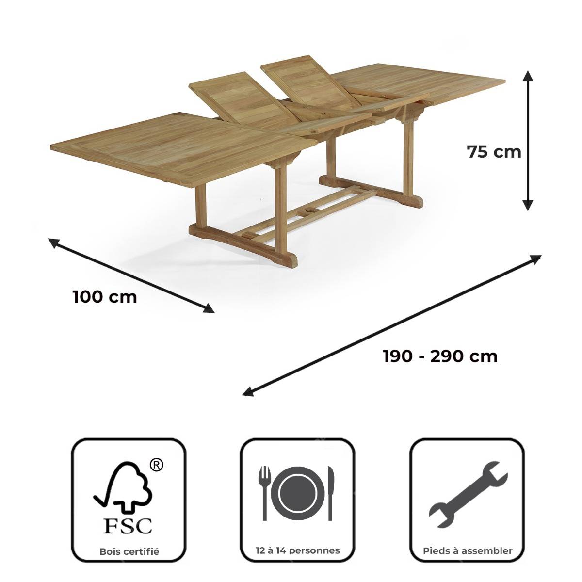 Salon de jardin en teck massif Mahina, 10 places - TECK'Attitude - Imagen 6