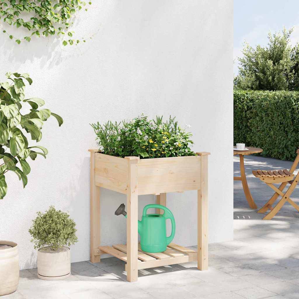 Cache-pot | Bac à fleurs de jardin avec étagère Beige 60,5 x 60 x 76,5 cm - Image 4