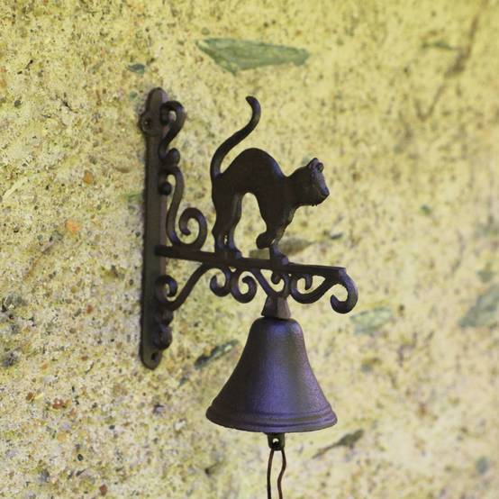 Cloche de jardin de porte ancienne chat fonte marron 18.5 x 23cm Chemin de campagne - Imagen 2