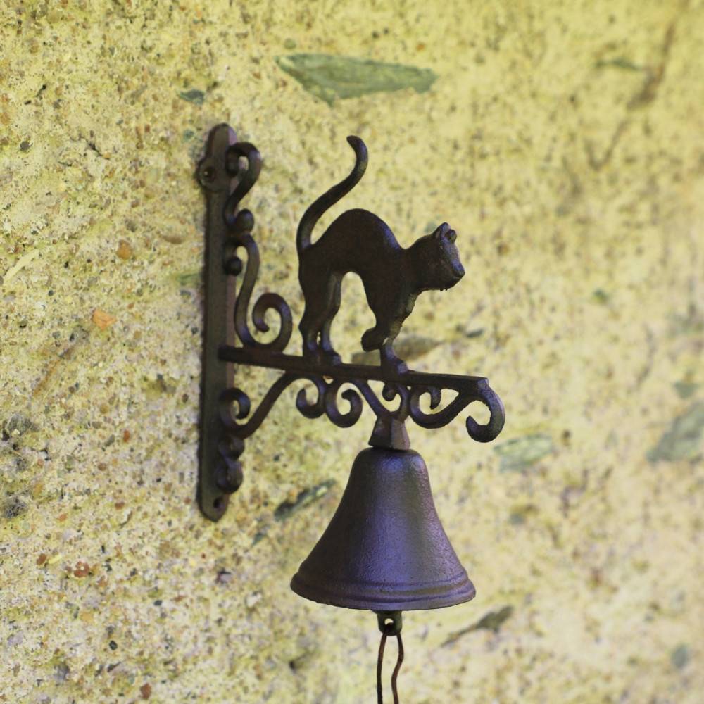 Cloche de jardin de porte ancienne chat fonte marron 18.5 x 23cm Chemin de campagne - Imagen 2