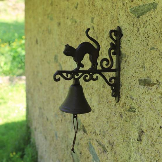 Cloche de jardin de porte ancienne chat fonte marron 18.5 x 23cm Chemin de campagne - Imagen 3