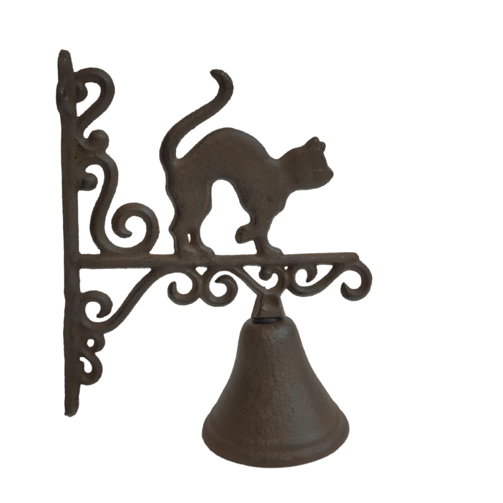 Cloche de jardin de porte ancienne chat fonte marron 18.5 x 23cm Chemin de campagne - Imagen 1