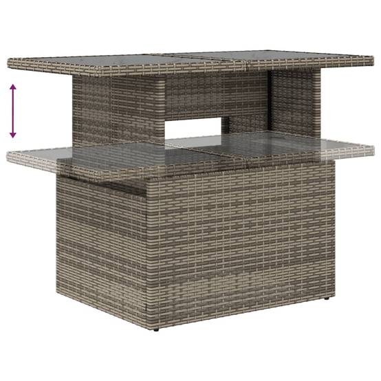 Salon de jardin en poly rotin 10 pcs modulable avec table à hauteur ajustable gris – ComfortXL Outdoor Living - Image 7