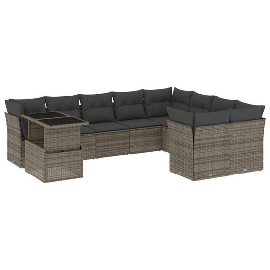 Salon de jardin en poly rotin 10 pcs modulable avec table à hauteur ajustable gris – ComfortXL Outdoor Living - Image 2