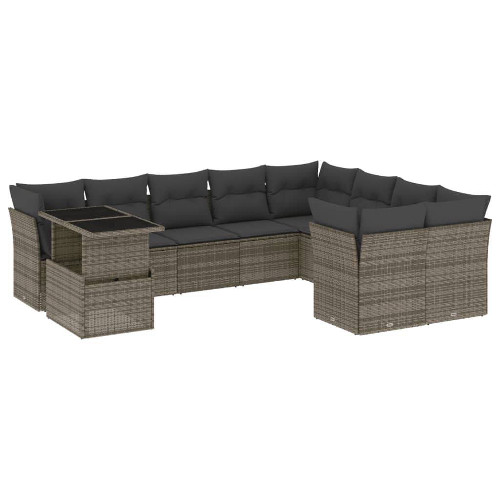 Salon de jardin en poly rotin 10 pcs modulable avec table à hauteur ajustable gris – ComfortXL Outdoor Living - Image 2
