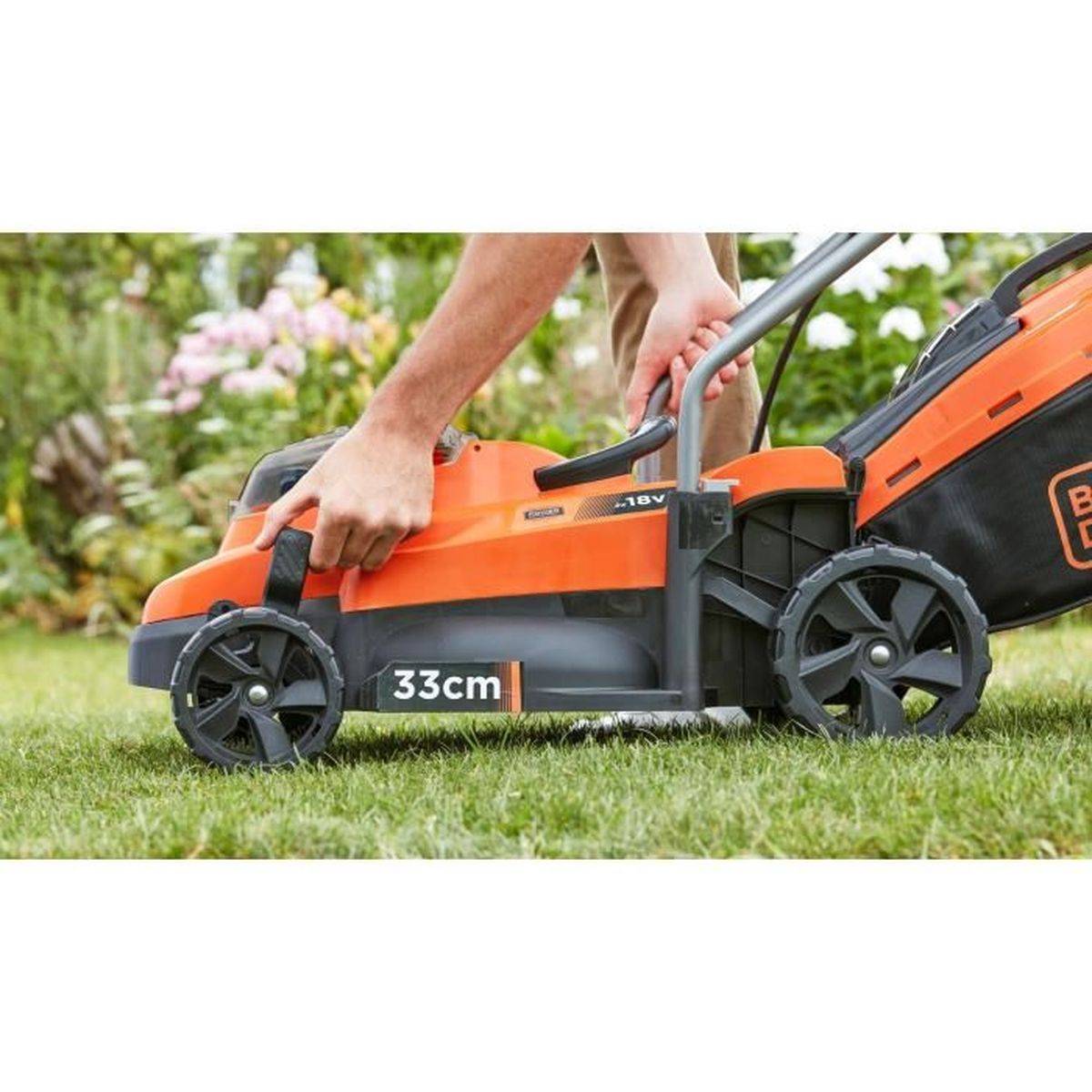 Tondeuse sur batterie 33 cm, sac 35 L, 5 hauteurs 25-65 mm - Black+Decker - Image 4