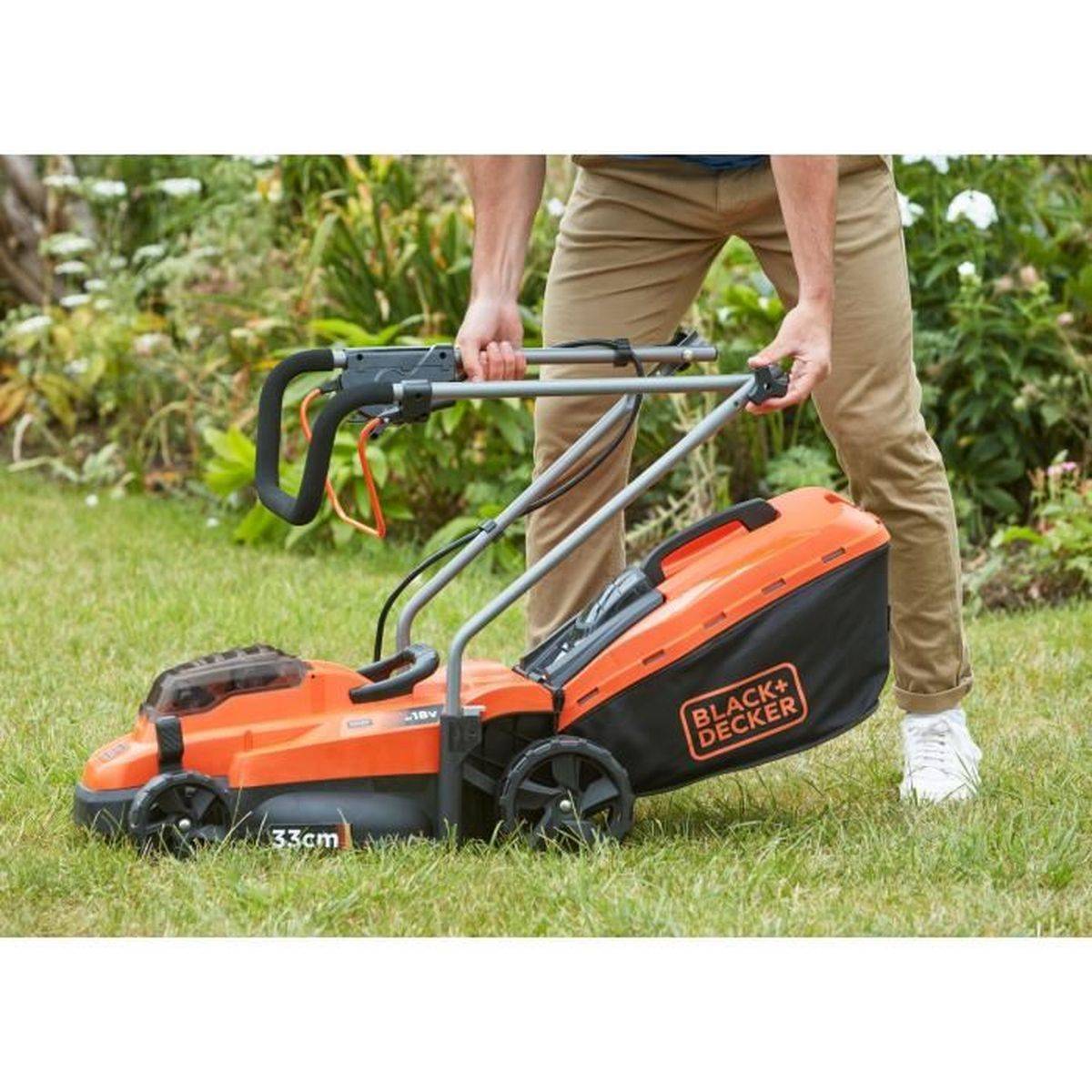 Tondeuse sur batterie 33 cm, sac 35 L, 5 hauteurs 25-65 mm - Black+Decker - Image 5