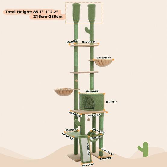 Arbre à Chat du Sol au Plafond avec 2 Poteaux Cactus PAWZ Road - Image 10
