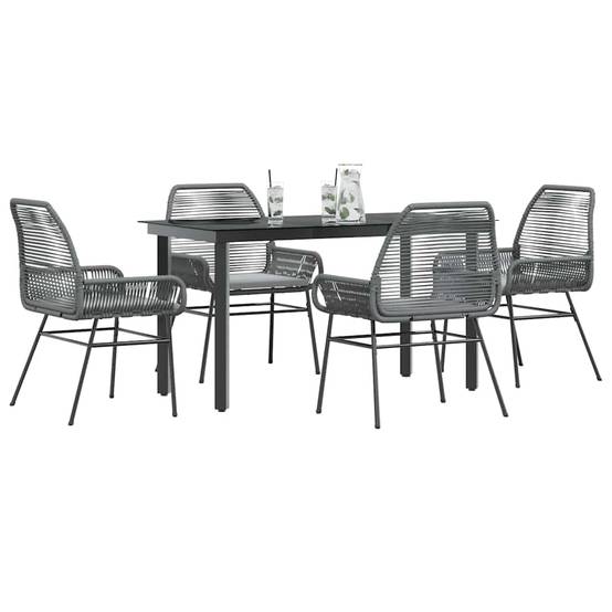 Salon de Jardin 4 Personnes Résine Tressée Grise avec Coussins Table Verre 140cm pour Terrasse – ComfortXL Outdoor Living - Image 1