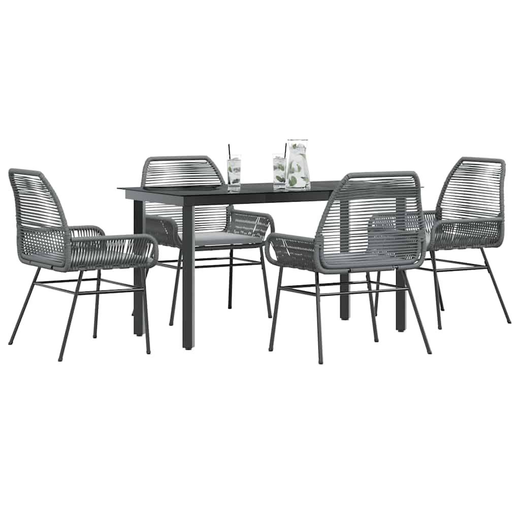 Salon de Jardin 4 Personnes Résine Tressée Grise avec Coussins Table Verre 140cm pour Terrasse – ComfortXL Outdoor Living