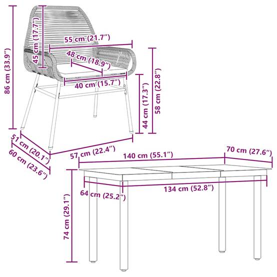Salon de Jardin 4 Personnes Résine Tressée Grise avec Coussins Table Verre 140cm pour Terrasse – ComfortXL Outdoor Living - Image 10