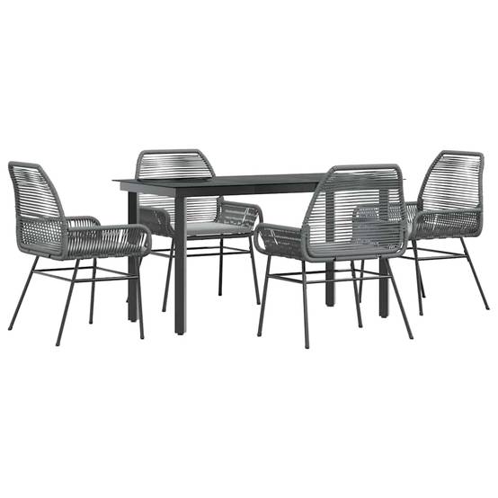 Salon de Jardin 4 Personnes Résine Tressée Grise avec Coussins Table Verre 140cm pour Terrasse – ComfortXL Outdoor Living - Image 2