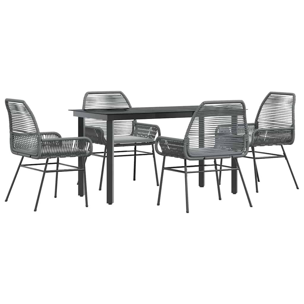 Salon de Jardin 4 Personnes Résine Tressée Grise avec Coussins Table Verre 140cm pour Terrasse – ComfortXL Outdoor Living - Image 2
