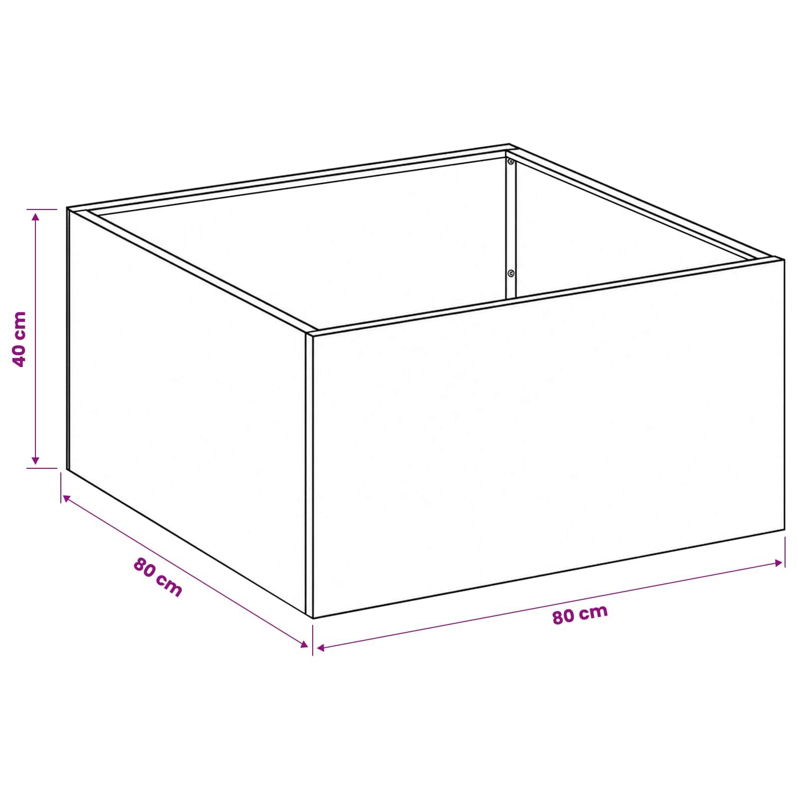 Vidaxl - Cache-pot de jardin Noir 80 x 80 x 40 cm Acier laminé à froid vidaXL 8005106 - Image 3