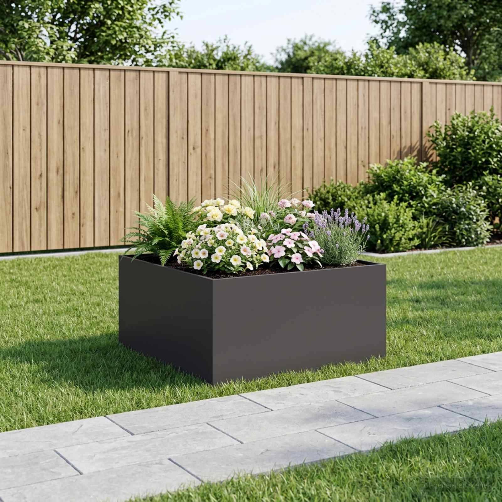 Vidaxl - Cache-pot de jardin Noir 80 x 80 x 40 cm Acier laminé à froid vidaXL 8005106 - Image 1