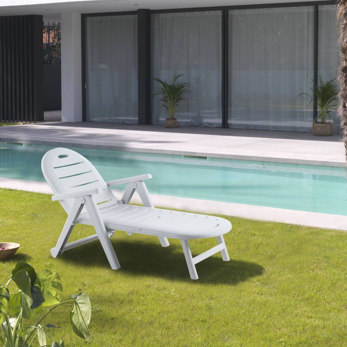 Bain de soleil blanc CAIMAN Concept Usine - Jardiland