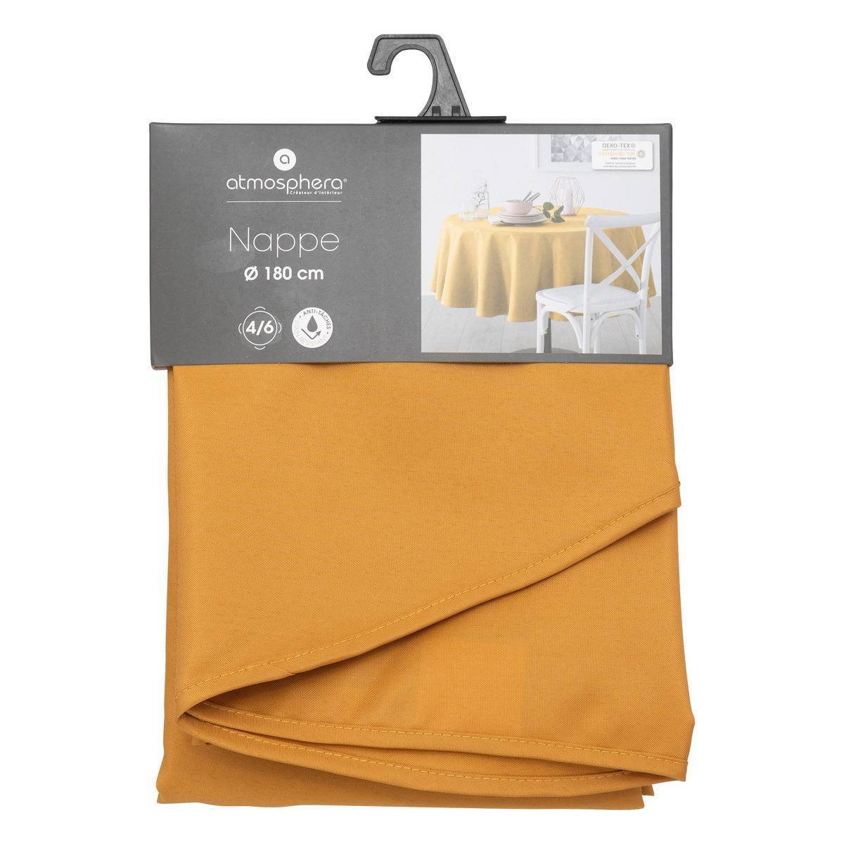Atmosphera - Nappe anti-tâche jaune moutarde D180cm - Atmosphera Créateur d'intérieur - Imagen 3