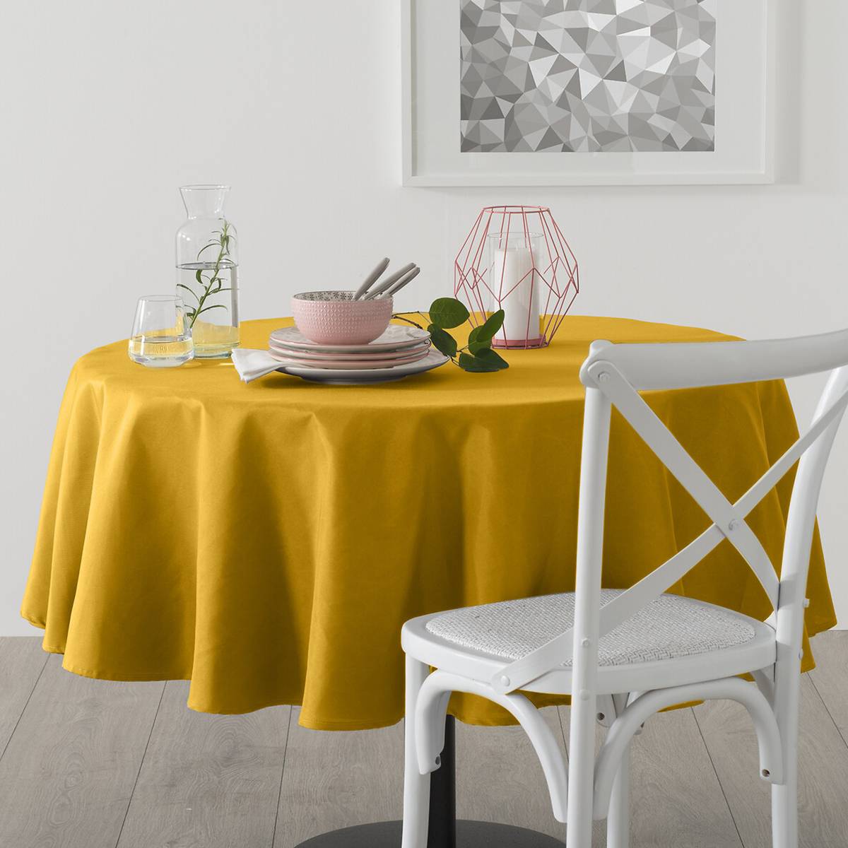 Atmosphera - Nappe anti-tâche jaune moutarde D180cm - Atmosphera Créateur d'intérieur - Imagen 1