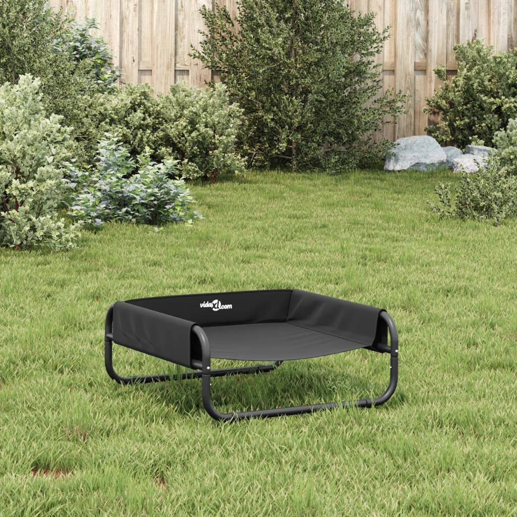 Lit surélevé pour chien tissu Oxford et acier anthracite 57 x 57 x 24 cm - PANGIVO - Image 4