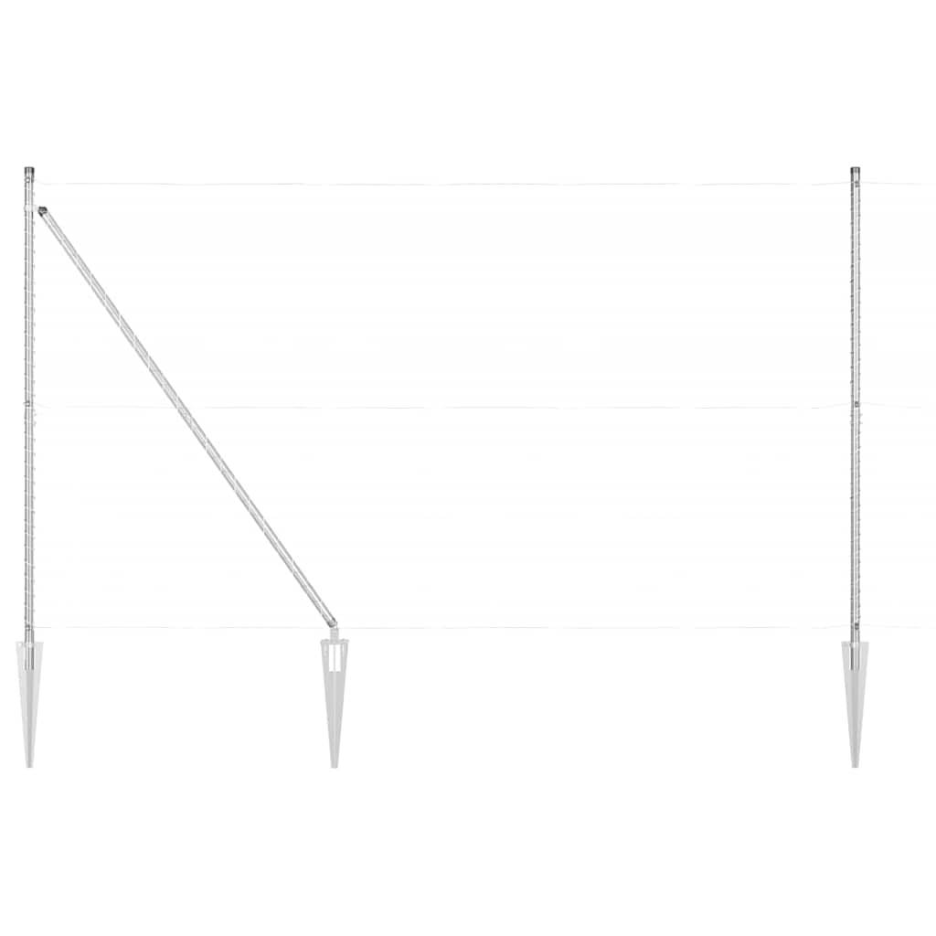 Poteau clôture acier galvanisé argenté 170 x 3.2 cm, Poids :27.8kg - PANGIVO - Image 2