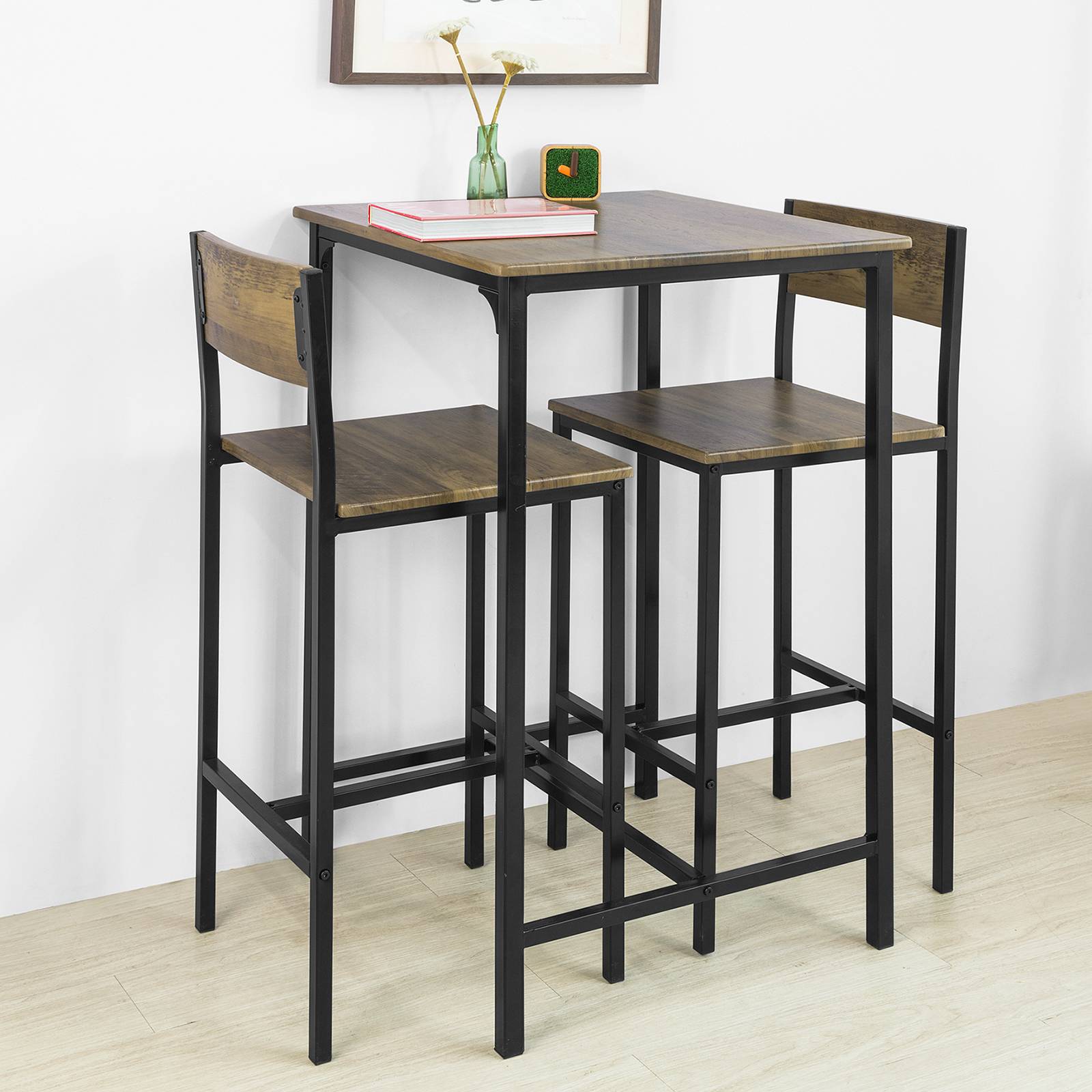 Sobuy - Ensemble Table de Bar + 2 Chaises de Bar Table Mange-Debout Table Haute Cuisine Set de Table + 2 Tabourets de Bar avec Repose-Pieds SoBuy - Imagen 9