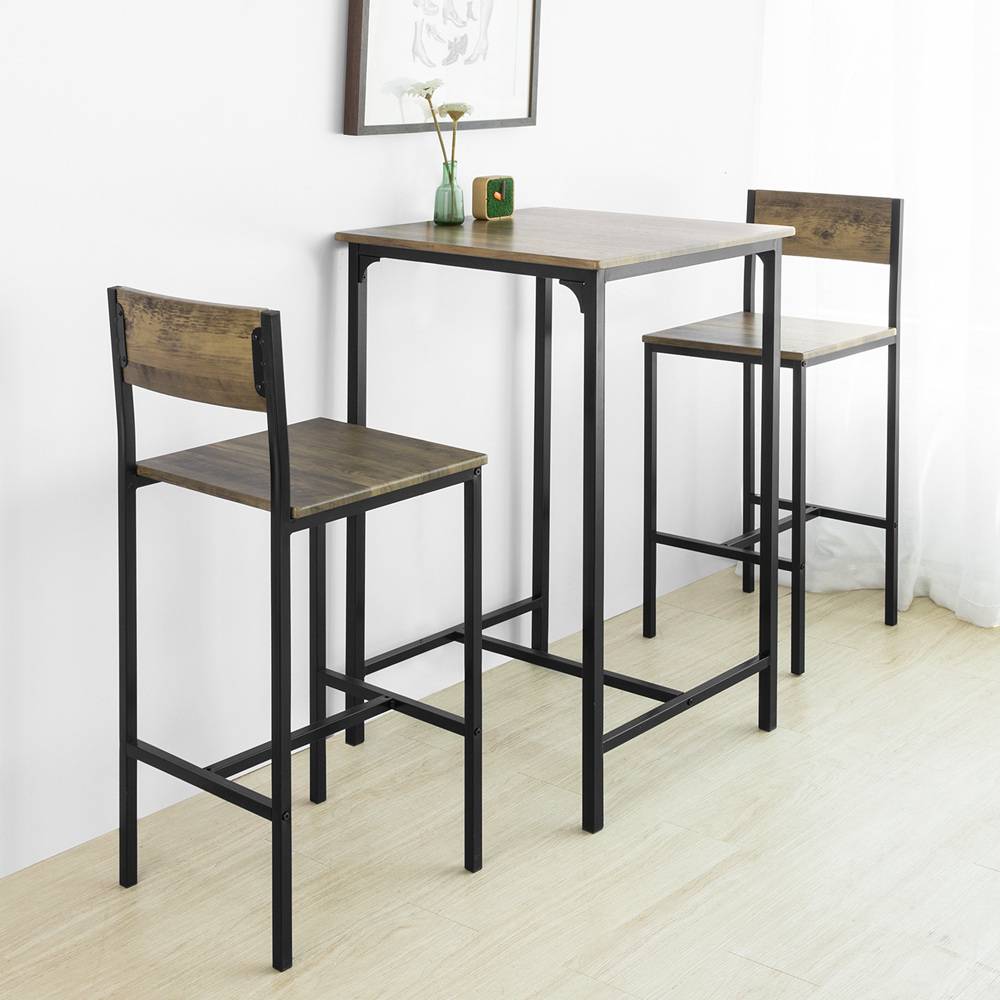 Sobuy - Ensemble Table de Bar + 2 Chaises de Bar Table Mange-Debout Table Haute Cuisine Set de Table + 2 Tabourets de Bar avec Repose-Pieds SoBuy - Imagen 7