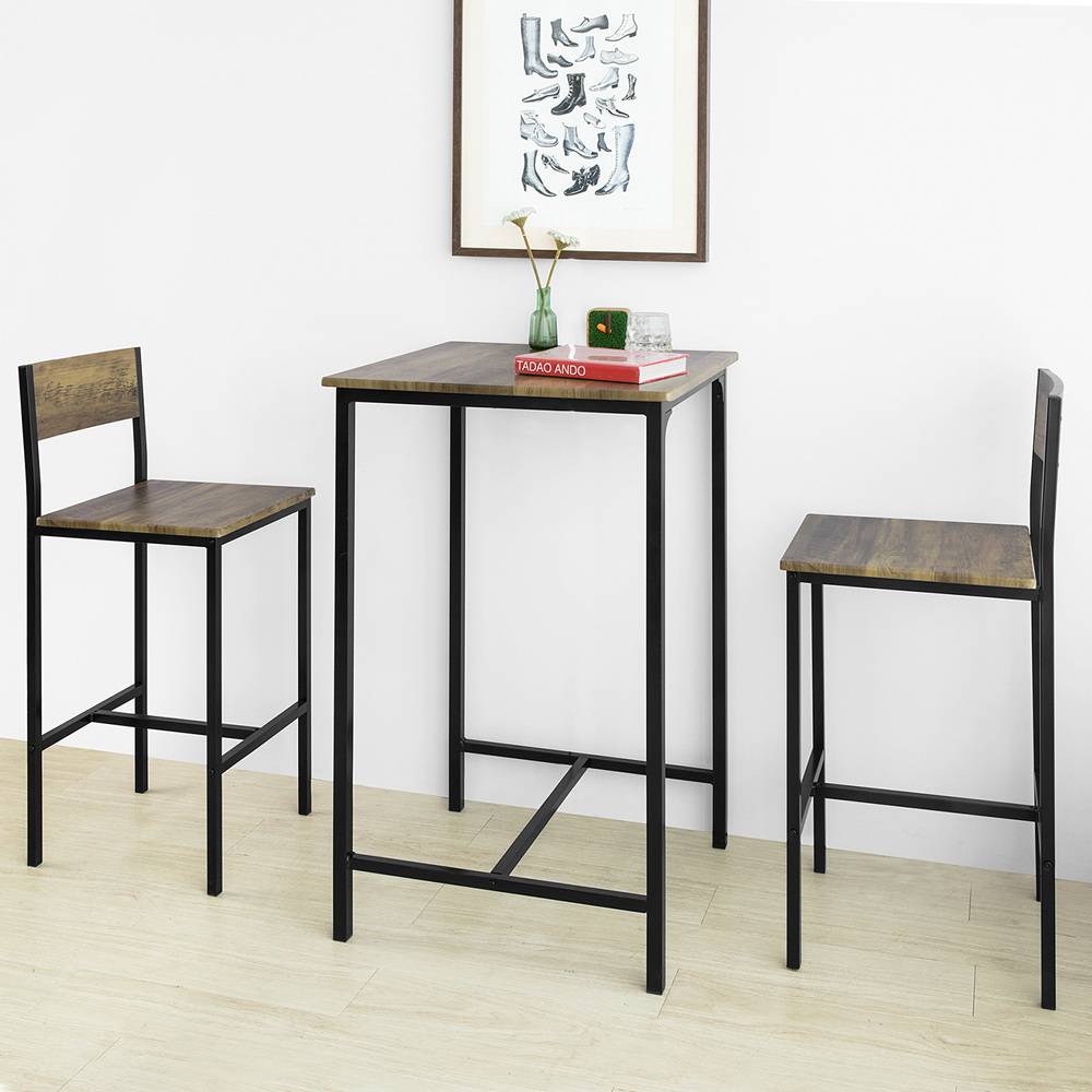 Sobuy - Ensemble Table de Bar + 2 Chaises de Bar Table Mange-Debout Table Haute Cuisine Set de Table + 2 Tabourets de Bar avec Repose-Pieds SoBuy - Imagen 8