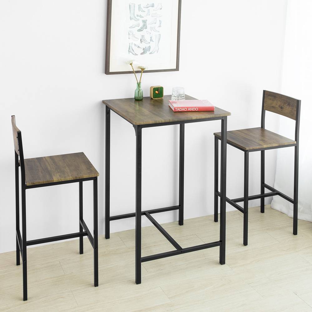 Sobuy - Ensemble Table de Bar + 2 Chaises de Bar Table Mange-Debout Table Haute Cuisine Set de Table + 2 Tabourets de Bar avec Repose-Pieds SoBuy - Imagen 2