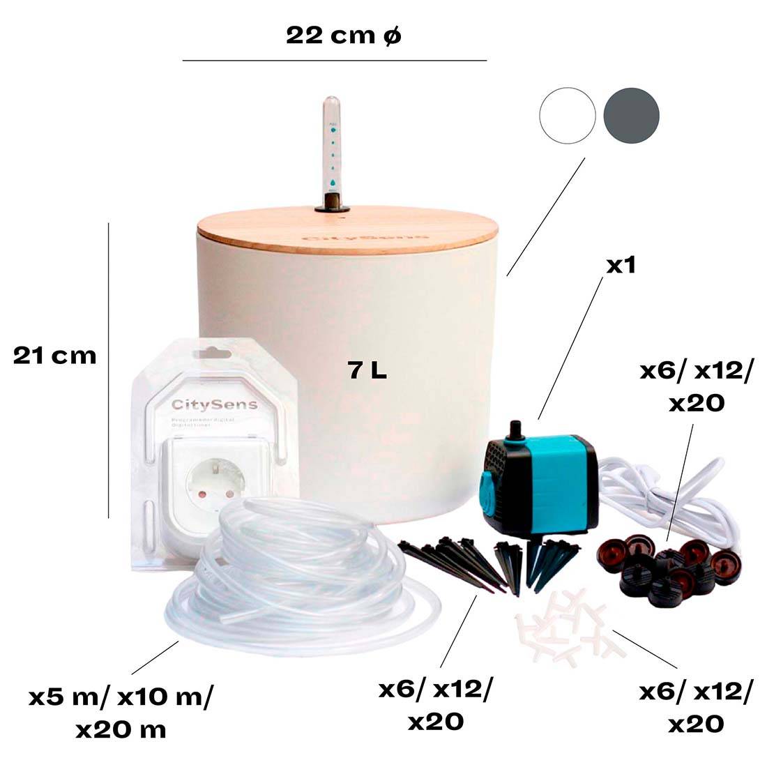 Système d'irrigation automatique par goutte-à-goutte CitySens avec réservoir blanc - Image 5